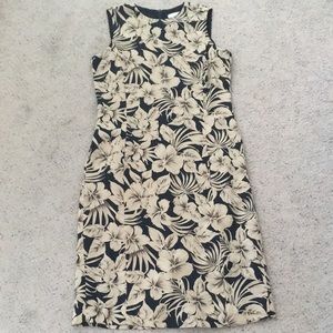 LIZ CLAIBORNE Sleeveless Floral Dress Tropical Midi Black and Tan Size 8